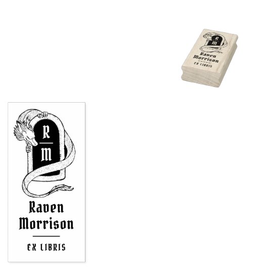 Gothic Mystical Magic Dragon Ex Libris Book Gummistempel (Stempel)