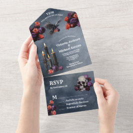 Gothic Mystical Moody Floral Wedding All In One Einladung