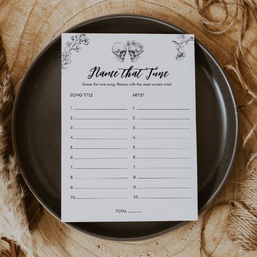 Gothic Name that Tune Halloween Brautparty Game Einladung