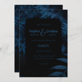 Gothic Navy Blue Wedding Dark Blätter Handfasts Einladung (Vorne/Hinten)