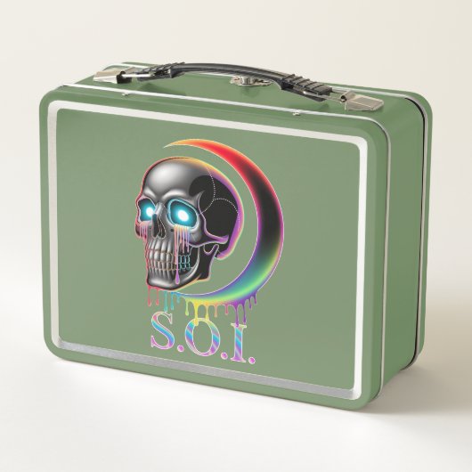 Gothic Neon Skull Metall Brotdose (Rückseite)