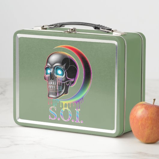 Gothic Neon Skull Metall Brotdose (Beispiel)