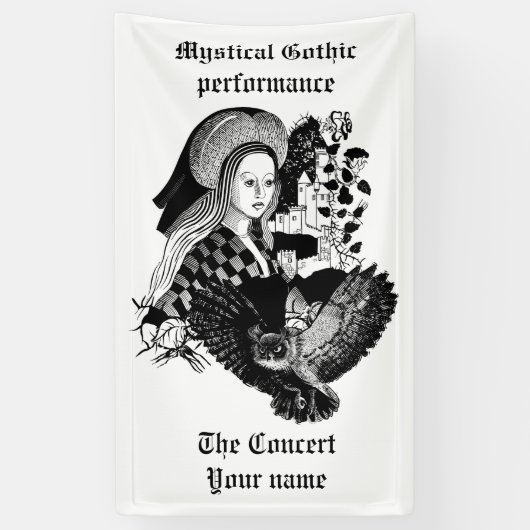 Gothic Night Owl and woman Banner (Vertikal)
