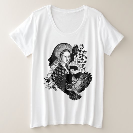 Gothic Night Owl and woman Große Größe T-Shirt (Design vorne)