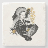 Gothic Night Owl and woman Steinuntersetzer (Vorderseite)