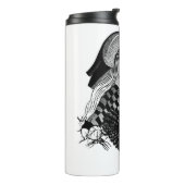 Gothic Night Owl and woman Thermosbecher (Nach links gedreht)