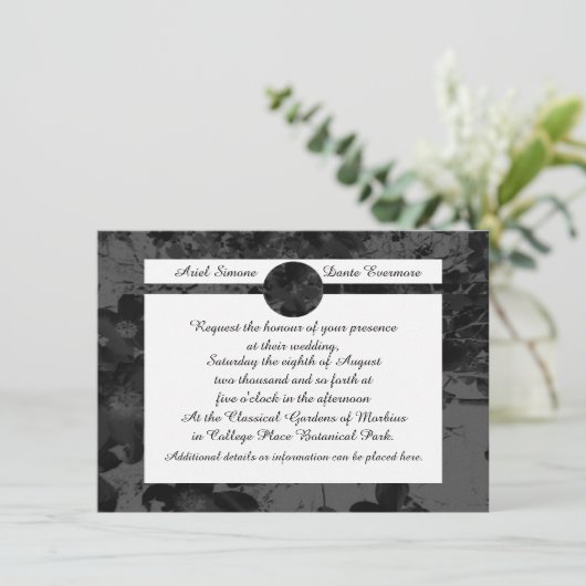 Gothic Nightfall Floral Wedding Handfastsuite Einladung (Stehend Vorderseite)