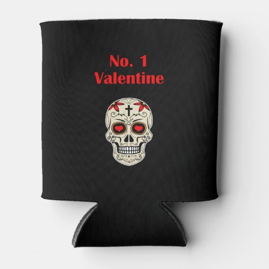 Gothic Number 1 Valentine Herz Zucker Schädel Dosenkühler (Vorderseite)