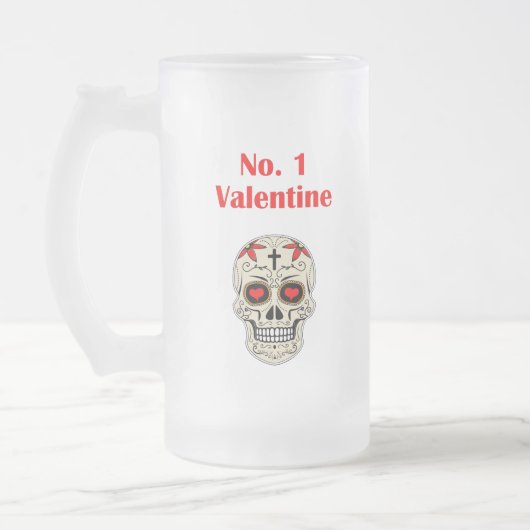 Gothic Number 1 Valentine Herz Zucker Schädel Mattglas Bierglas (Links)