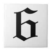 Gothic Number Tile - Schwarz auf Weiß Fliese (Vorderseite)