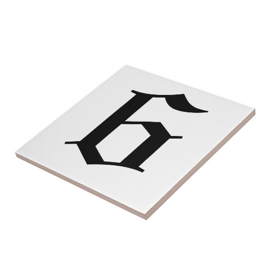 Gothic Number Tile - Schwarz auf Weiß Fliese (Seite)