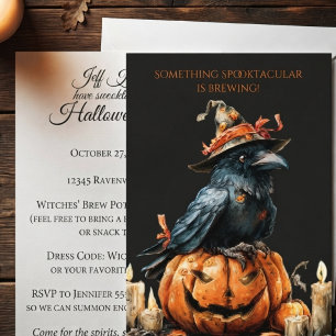 Gothic Obsidian Halloween Rabe Einladung