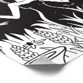 Gothic Occult Hexe Schwarz-weißer Schädelschmetter Poster (Ecke)