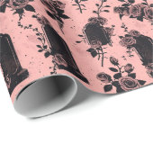 Gothic Occult Pink Friedhof Rose Geschenkpapier (Rolleneckpunkt)