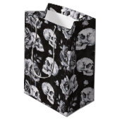 Gothic Occult Skull und Rose Mittlere Geschenktüte (Rückseite Schrägansicht)