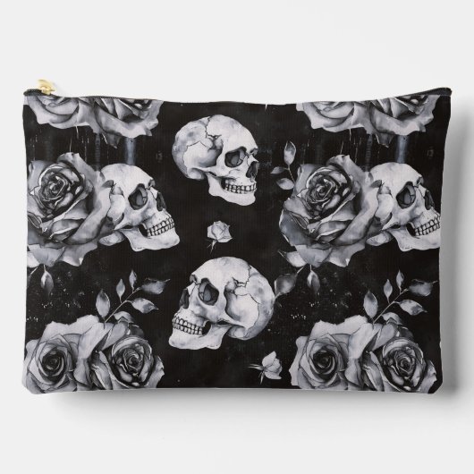 Gothic Occult Skull und Rose Zubehörtasche (Vorderseite)