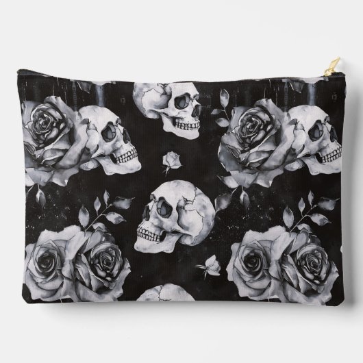 Gothic Occult Skull und Rose Zubehörtasche (Rückseite)
