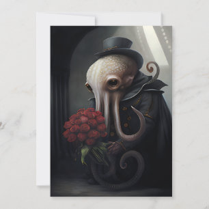 Gothic Octopus in Top Hat Feiertagskarte