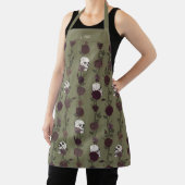 Gothic Olive Green Floral Skulls Schürze (InSitu)