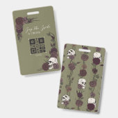 Gothic Olive Green Skull Buy the Bride a Drink Ausweis (Vorder- & Rückseite)