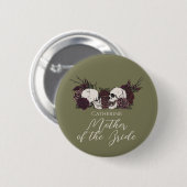 Gothic Olive Green Skull & Rose Wedding Party Button (Vorne & Hinten)