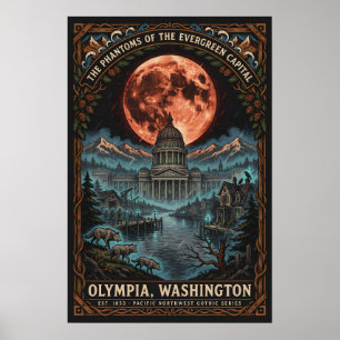 Gothic Olympia, WA Kunst Vintage Horror Reise Poster