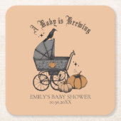 Gothic Orange A Baby Brewing Fall Baby Dusche Rechteckiger Pappuntersetzer (Vorderseite)