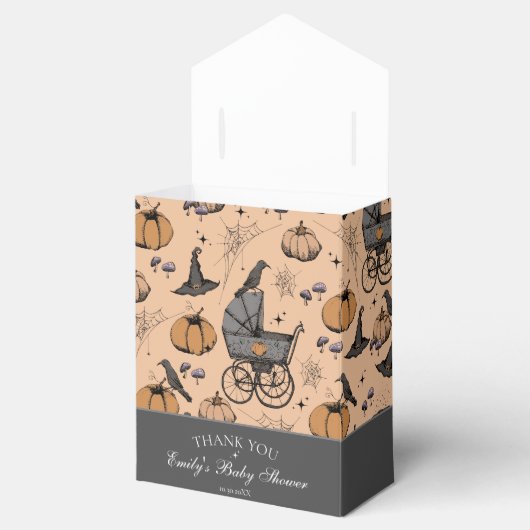Gothic Orange Baby Carriage Baby Dusche Vielen Dan Geschenkschachtel (Geöffnet)