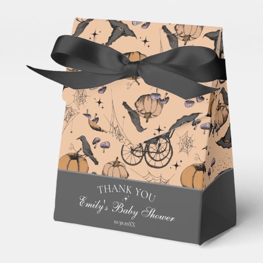 Gothic Orange Baby Carriage Baby Dusche Vielen Dan Geschenkschachtel (Vorderseite)