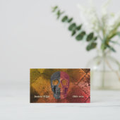 Gothic Orange Black Half Skull Tattoo Shop Visitenkarte (Stehend Vorderseite)