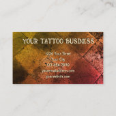 Gothic Orange Black Half Skull Tattoo Shop Visitenkarte (Rückseite)