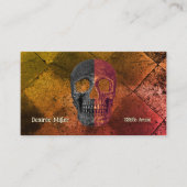 Gothic Orange Black Half Skull Tattoo Shop Visitenkarte (Vorderseite)