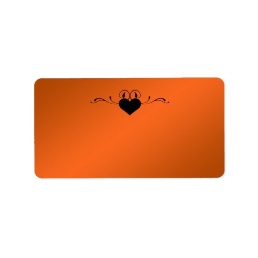 Gothic Orange, Black Heart Address Label - Leer Adressaufkleber (Vorne)