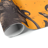 Gothic Orange Blossom Floral Wrapping Paper Geschenkpapier (Rolleneckpunkt)
