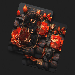 Gothic Orange Floral Boho Dark Hochzeiten Save The Date
