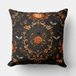 Gothic Orange Kürbis Wurfkissen - Halloween Kissen