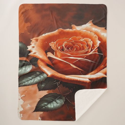 Gothic Orange Rose Blanket Sherpadecke (Vorderseite)