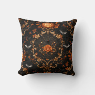 Gothic Orange-Rosen-Wurfkissen - Halloween Kissen