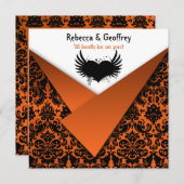 Gothic Orange und Black Damask Einladung (Vorne/Hinten)