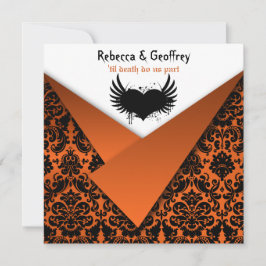 Gothic Orange und Black Damask Einladung