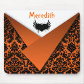 Gothic Orange und Black Damask Mousepad (Vorne)