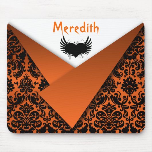 Gothic Orange und Black Damask Mousepad (Vorne)