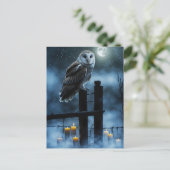 Gothic Owl Candles Moon Fence Feiertagspostkarte (Stehend Vorderseite)
