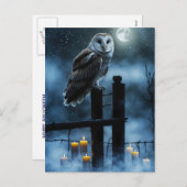 Gothic Owl Candles Moon Fence Feiertagspostkarte (Vorne/Hinten)