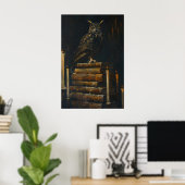 Gothic Owl on Vintage Books Painting Printable Poster (Heimbüro)