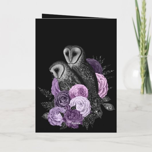 Gothic Owls Wedding Ankündigung (Rückseite)