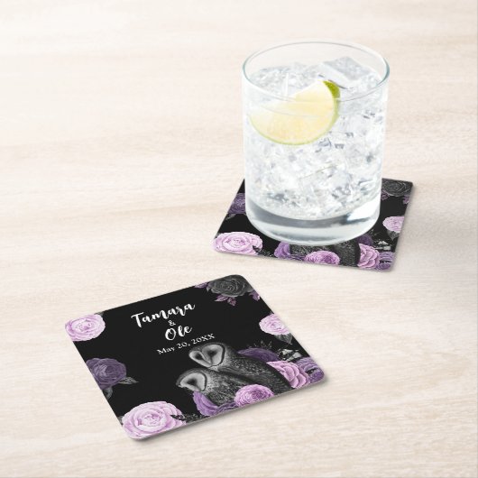 Gothic Owls Wedding Rechteckiger Pappuntersetzer (Vor Ort)