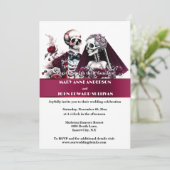 Gothic-Paar bordeauxrote Hochzeit Einladung (Stehend Vorderseite)