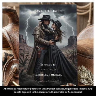 Gothic-Paar Dark Western Save The Date