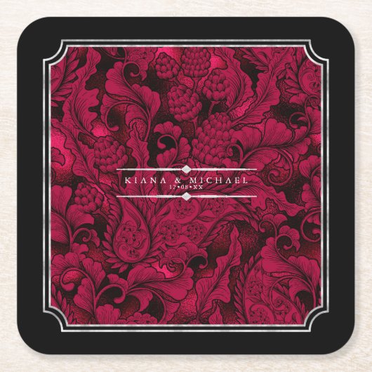 Gothic Paisley Frame Burgundy ID866 Rechteckiger Pappuntersetzer (Vorderseite)